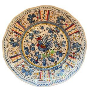 Le Cadeaux Blue Rooster Melamine Salad Plate 9"